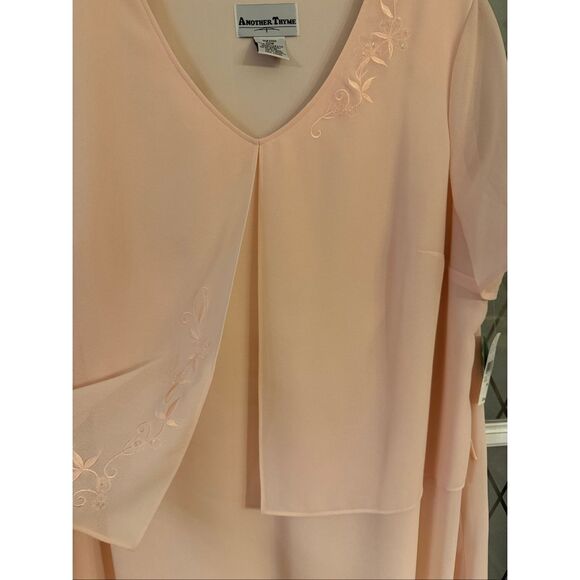 VTG Another Thyme Womens Blush Pink Embroidered Sheer Overlay Shift Dress Size 2 - Picture 4 of 7